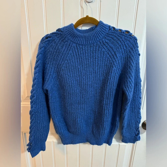 Alice Blue Royal Blue Knit Sweater w/ Cut out arm detail - Picture 2 of 6